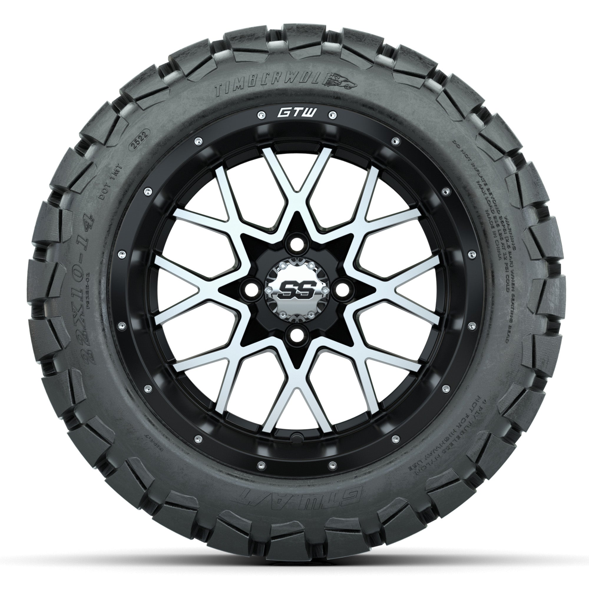 Set of (4) 14 in GTW Vortex Wheels with 22x10-14 GTW Timberw - 3/4 view
