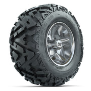 GTW Godfather Chrome 10 in Wheels with 20x10-10 Barrage Mud Tires – Full Set