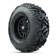 GTW® Titan Black/Machined 12 in Wheels with 25X10-12 Barrage Mud Tires – Full Set