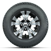 GTW® Vampire Black/Machined 12 in Wheels with 255/50-12 Excel Classic Street Tires – Full Set