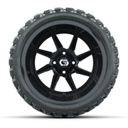 GTW Reaper Gloss Black 15 in Wheels with 23X10-R15 Nomad Steel Belted Radial All-Terrain Tires – Full Set