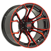 Spyder 12 inch GTW golf cart wheel - Black / Red
