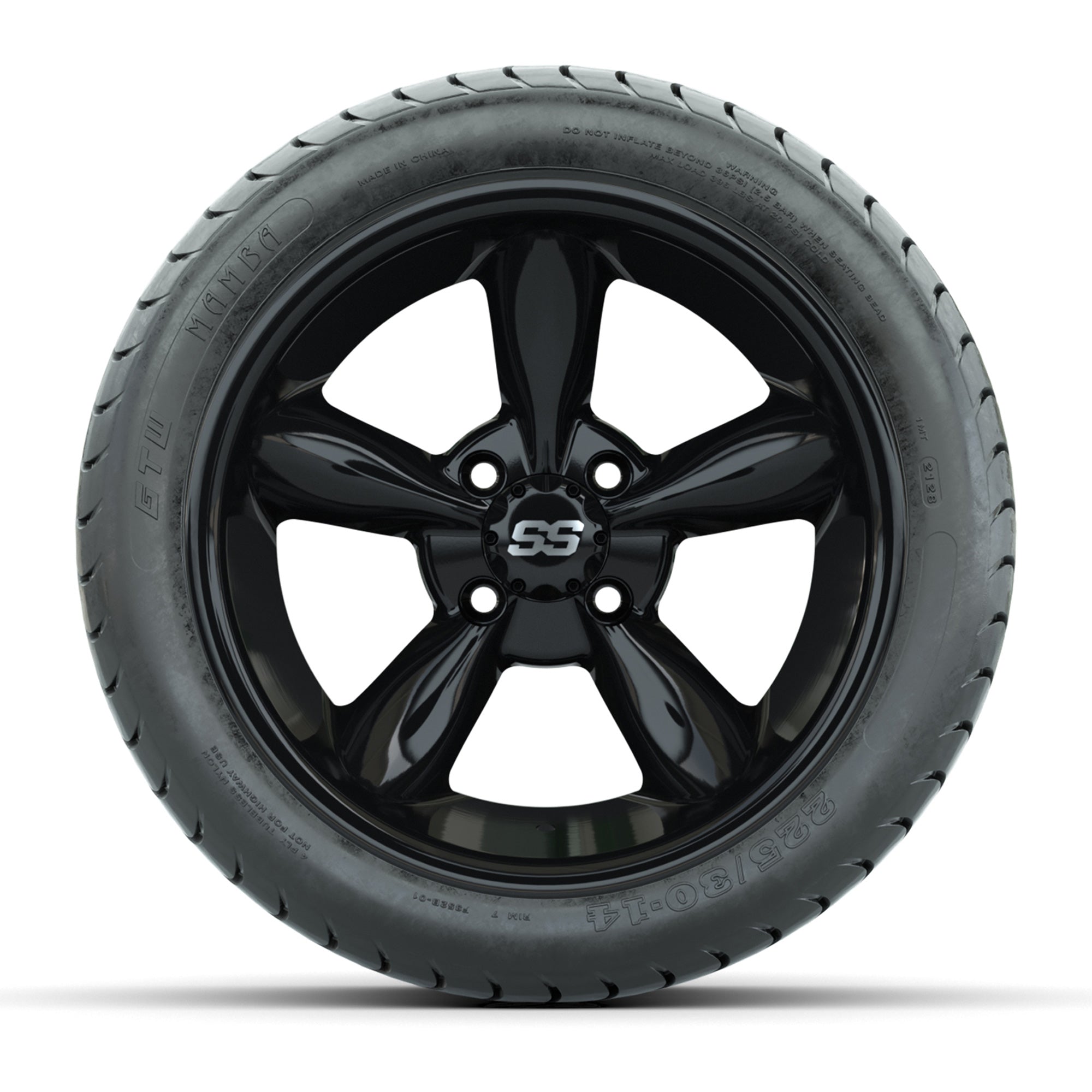 Set of (4) 14 in GTW Godfather Wheels with 225/30-14 Mamba S - 3/4 view