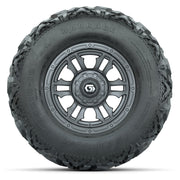 GTW® Shogun Gunmetal 12 in Wheels with 25X10-12 Barrage Mud Tires – Full Set