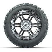 GTW® Specter Chrome 12 in Wheels with 22X11-R12 Nomad Steel Belt Radial All-Terrain Tires – Full Set