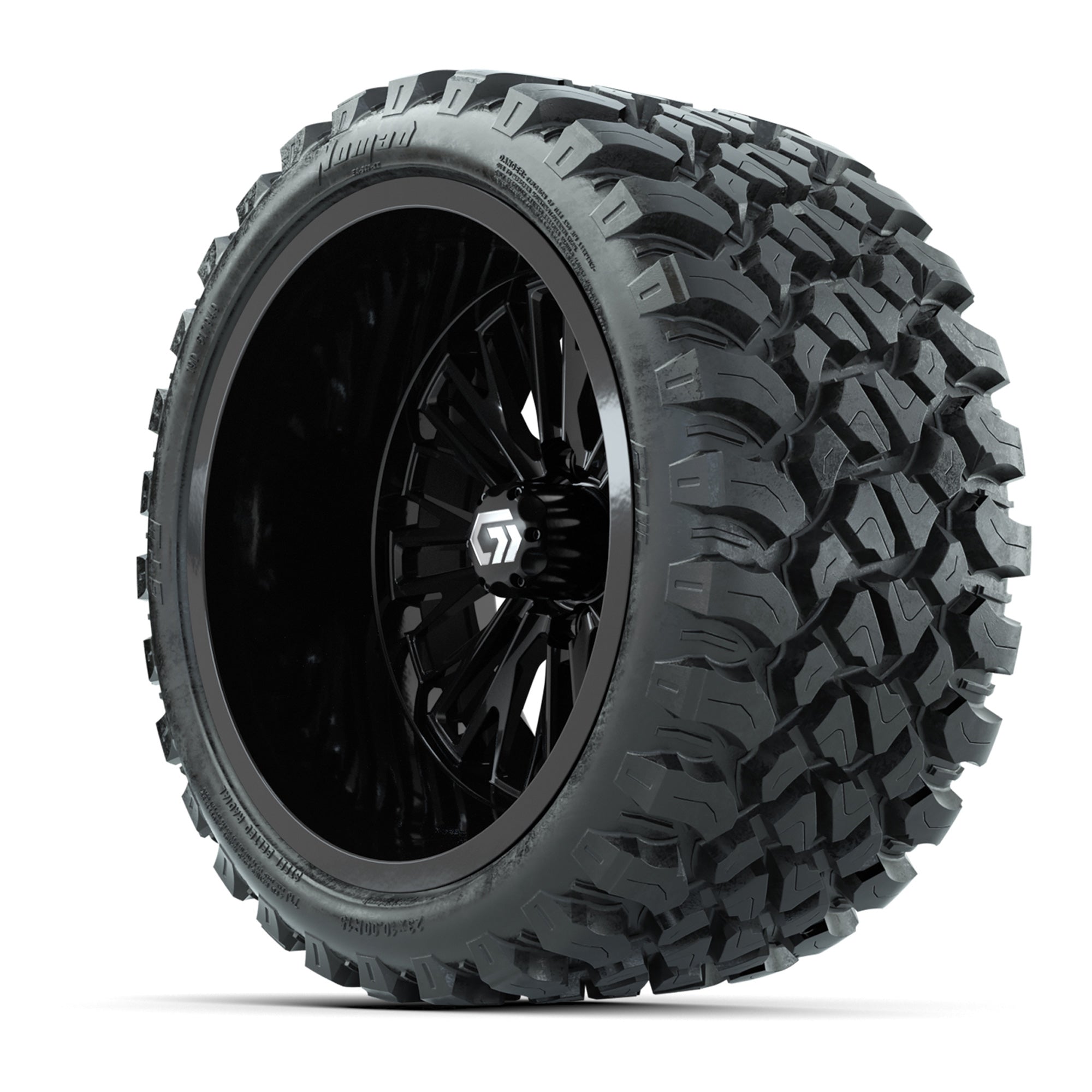 GTW Viper Gloss Black 15 in Wheels with 23X10-R15 Nomad Steel Belted Radial All-Terrain Tires – Full Set