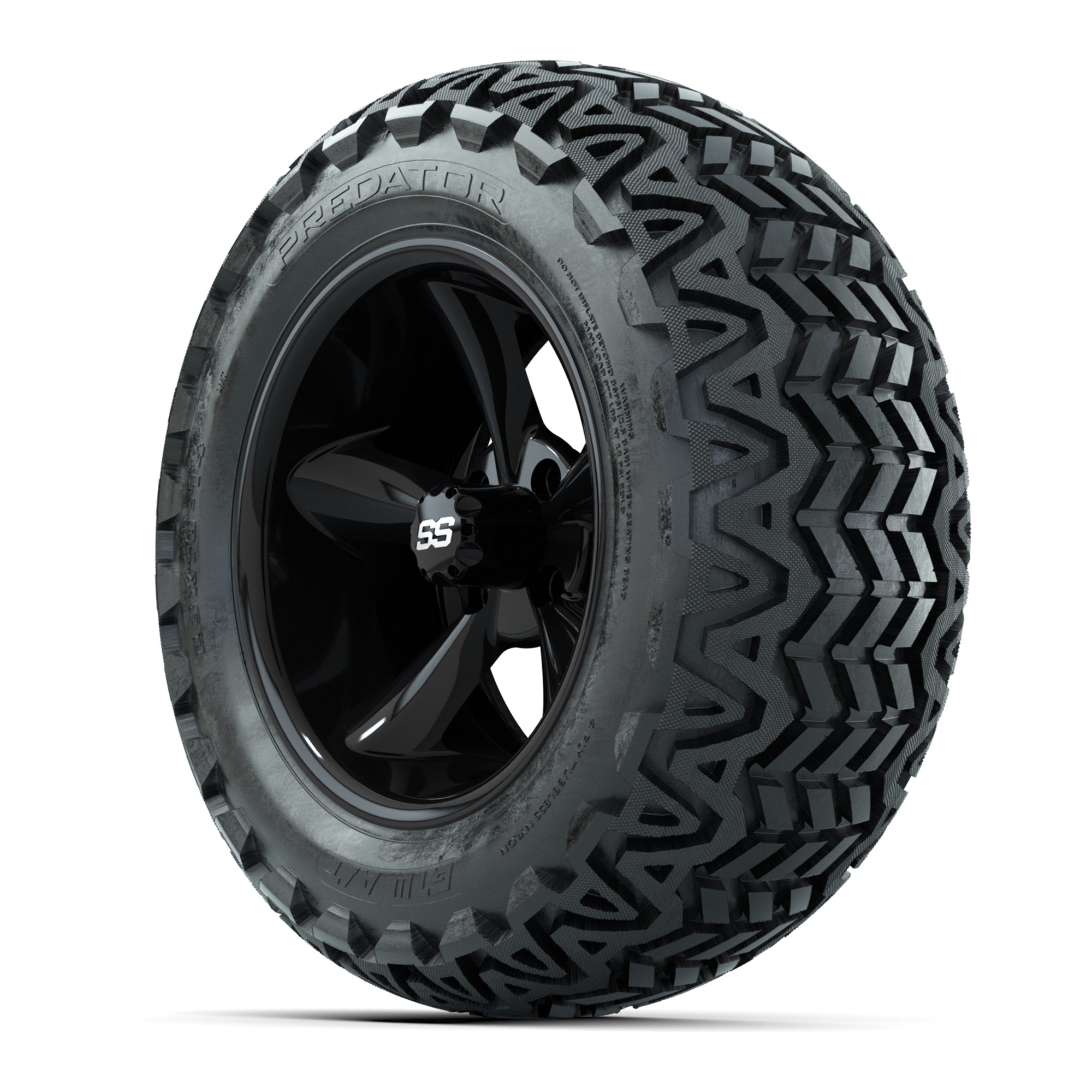 Set of (4) 14 in GTW Godfather Wheels with 23x10-14 GTW Pred - 3/4 view