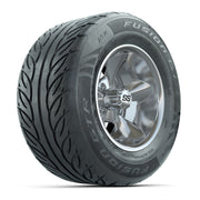 GTW® Godfather Chrome 12 in Wheels with 255/55-R12 Fusion GTR Steel Belt Radial Street Tires – Full Set