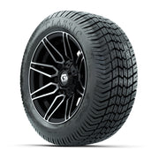 GTW® Stealth Black/Machined 12 in Wheels with 255/50-12 Excel Classic Street Tires – Full Set