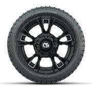 GTW® Vandal Matte Black/Machined 12 in Wheels with 215/35-12 Mamba Street Tires – Full Set
