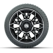 GTW® Stellar Black/Machined 12 in Wheels with 205/30-12 Fusion Street Tires – Full Set