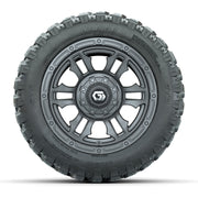 GTW® Shogun Gunmetal 12 in Wheels with 22X11-R12 Nomad Steel Belt Radial All-Terrain Tires – Full Set
