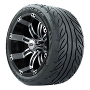 GTW 12 inch Tempest machined black wheels with Fusion street tires - Set of Four