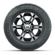 GTW® Specter Black/Machined 12 in Wheels with 255/55-R12 Fusion GTR Steel Belt Radial Street Tires – Full Set