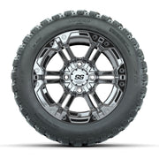 GTW® Specter Chrome 12 in Wheels with 20X10-12 Nomad Steel Belt Radial All-Terrain Tires – Full Set