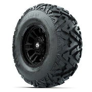 GTW® Shogun Gloss Black 12 in Wheels with 25X10-12 Barrage Mud Tires – Full Set