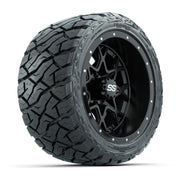 GTW Vortex Matte Black 12 in Wheels with 215/40-R12 Maverick Low-Profile All-Terrain Tires – Full Set
