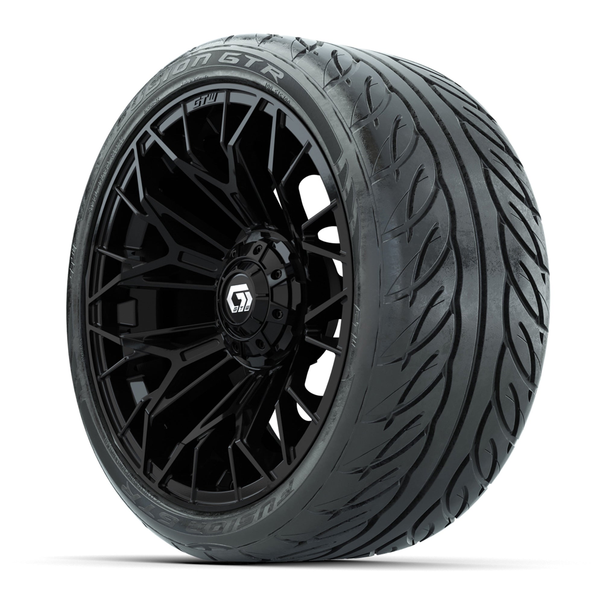 Set of (4) 15 in GTW® Stellar Black Wheels with 215/40-R15 F - 3/4 view