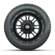 GTW® Stellar Black/Machined 12 in Wheels with 215/40-12 Excel Classic Street Tires – Full Set