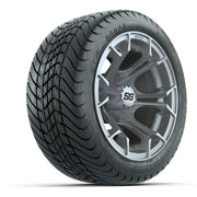 GTW® Spyder Silver Brush 12 in Wheels with 215/35-12 Mamba Street Tires – Full Set