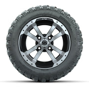 GTW® Storm Trooper Black/Machined 12 in Wheels with 22X11-R12 Nomad Steel Belt Radial All-Terrain Tires – Full Set