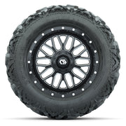 GTW Helix Black/Machined 14 in Wheels with 25x10-14 Barrage Mud Tires – Full Set