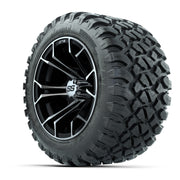 GTW® Spyder Black/Machined 12 in Wheels with 22X11-R12 Nomad Steel Belt Radial All-Terrain Tires – Full Set