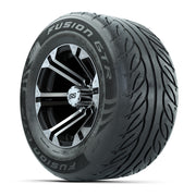 GTW® Specter Black/Machined 12 in Wheels with 255/55-R12 Fusion GTR Steel Belt Radial Street Tires – Full Set