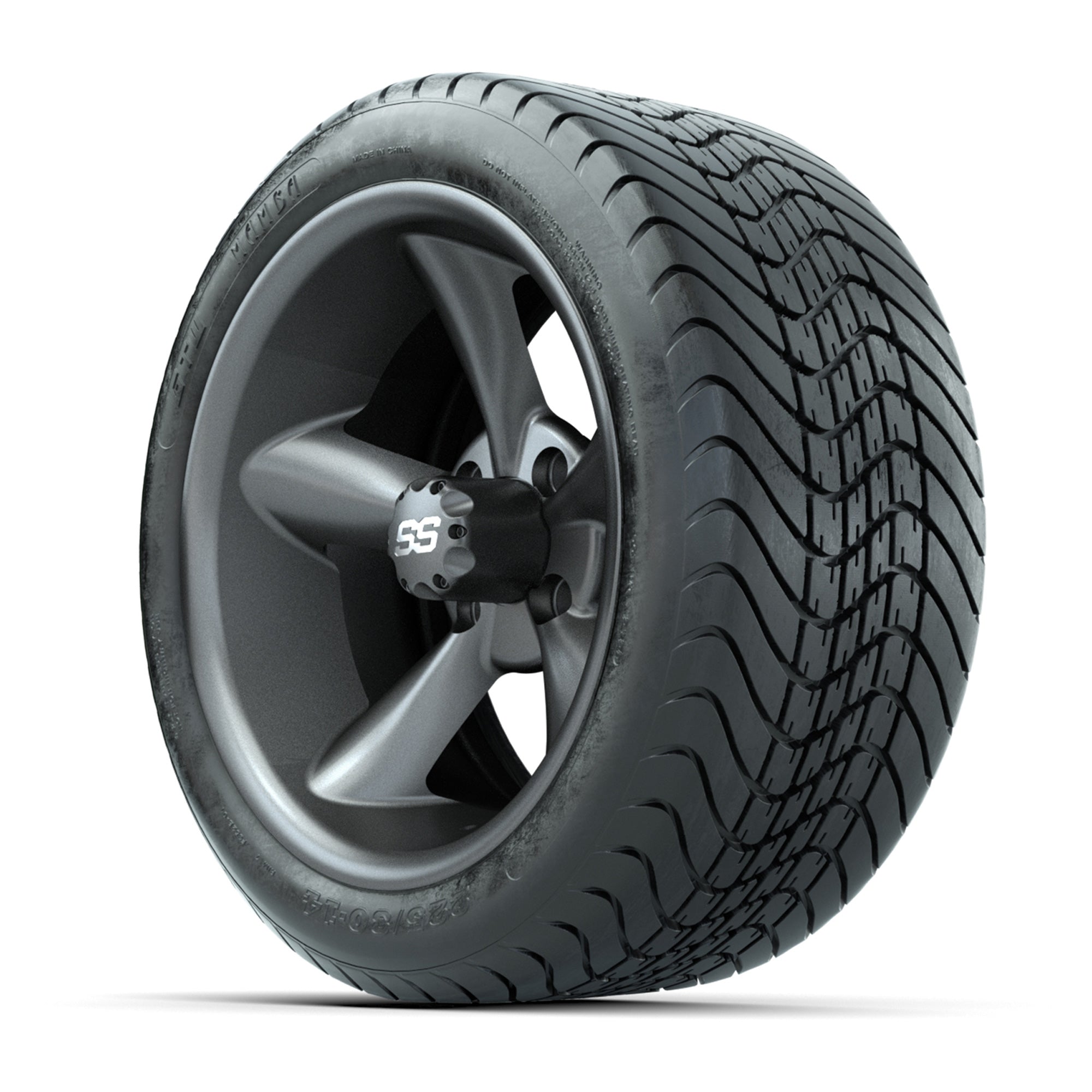 Set of (4) 14 in GTW Godfather Wheels with 225/30-14 Mamba S - 3/4 view