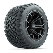GTW® Spyder Matte Gray/Machined 12 in Wheels with 20X10-12 Nomad Steel Belt Radial All-Terrain Tires – Full Set