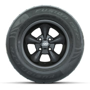 GTW® Godfather Matte Gray 12 in Wheels with 255/55-R12 Fusion GTR Steel Belt Radial Street Tires – Full Set