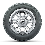GTW® Shogun Chrome 12 in Wheels with 22X11-R12 Nomad Steel Belt Radial All-Terrain Tires – Full Set