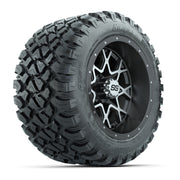 GTW® Vortex 2 Matte Gray/Machined 12 in Wheels with 22X11-R12 Nomad Steel Belt Radial All-Terrain Tires – Full Set