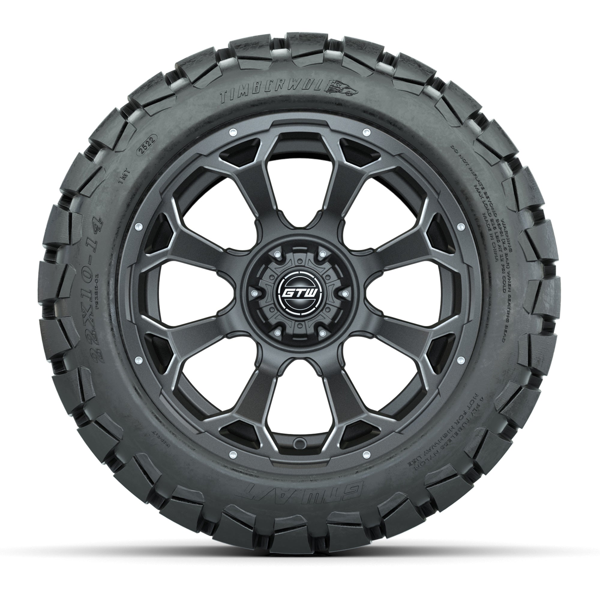 Set of (4) 14 in GTW Raven Wheels with 22x10-14 GTW Timberwo - 3/4 view