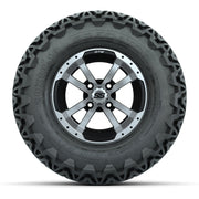 Set of 4 GTW 10in Storm Trooper Black and Machined Wheels with 20in Predator A-T Tires
