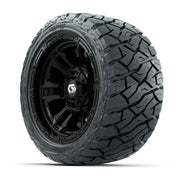 GTW Shogun Gloss Black 12 in Wheels with 215/40-R12 Maverick Low-Profile All-Terrain Tires – Full Set