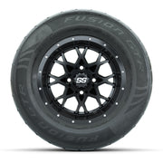 GTW® Vortex 2 Matte Black 12 in Wheels with 255/55-R12 Fusion GTR Steel Belt Radial Street Tires – Full Set