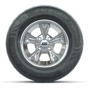 GTW® Godfather Chrome 12 in Wheels with 255/55-R12 Fusion GTR Steel Belt Radial Street Tires – Full Set