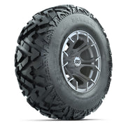GTW® Spyder Silver Brush 12 in Wheels with 25X10-12 Barrage Mud Tires – Full Set