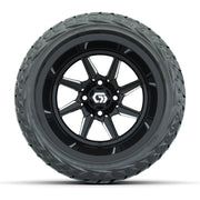 GTW Reaper Black/Machined 14 in Wheels with 23X10-R14 Maverick Steel Belted Radial All-Terrain Tires – Full Set