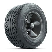GTW® Godfather Matte Gray 12 in Wheels with 255/55-R12 Fusion GTR Steel Belt Radial Street Tires – Full Set