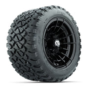 GTW® Boost Gloss Black 12 in Wheels with 20X10-12 Nomad Steel Belt Radial All-Terrain Tires – Full Set