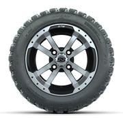 GTW® Storm Trooper Black/Machined 12 in Wheels with 20X10-12 Nomad Steel Belt Radial All-Terrain Tires – Full Set