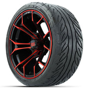 GTW 15 inch Spyder red and black wheels with Fusion street tires - Set of Four