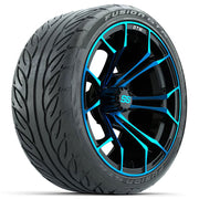 GTW 15 inch Spyder blue and black wheels with Fusion street tires - Set of Four