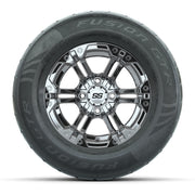 GTW® Specter Chrome 12 in Wheels with 255/55-R12 Fusion GTR Steel Belt Radial Street Tires – Full Set