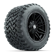 GTW® Stealth Black/Machined 12 in Wheels with 20X10-12 Nomad Steel Belt Radial All-Terrain Tires – Full Set