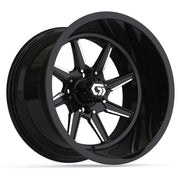 Reaper Ultra-Wide 15 inch GTW golf cart wheel - Black / Silver