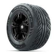 GTW® Vandal Matte Black/Machined 12 in Wheels with 255/55-R12 Fusion GTR Steel Belt Radial Street Tires – Full Set