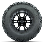 GTW® Spyder Matte Black 12 in Wheels with 25X10-12 Barrage Mud Tires – Full Set